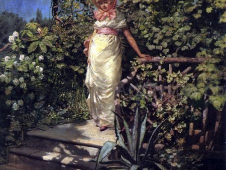 Young Woman in a Garden by Frederick Judd Waugh - Hand-Painted Oil Painting on Canvas Online Hot Sale