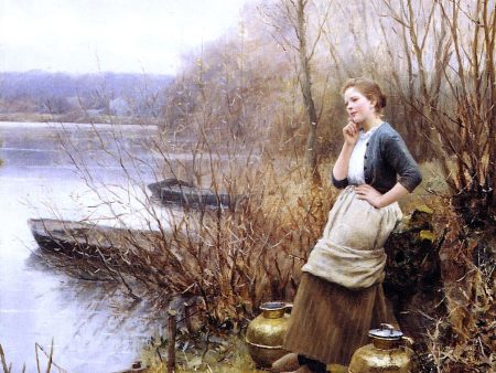 A Lovely Thought by Daniel Ridgway Knight - Hand-Painted Oil Painting on Canvas Sale