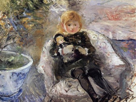 Young Girl with Doll by Berthe Morisot - Hand-Painted Oil Painting on Canvas on Sale