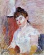 Young Woman in White by Berthe Morisot - Hand-Painted Oil Painting on Canvas For Sale