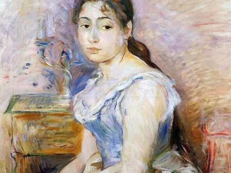 Young Woman in a Blue Blouse by Berthe Morisot - Hand-Painted Oil Painting on Canvas For Sale