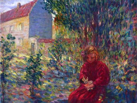 A Small Girl with Her Doll by Henri Lebasque - Hand-Painted Oil Painting on Canvas Discount