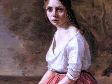 Young Woman by Jean-Baptiste-Camille Corot - Hand-Painted Oil Painting on Canvas For Discount