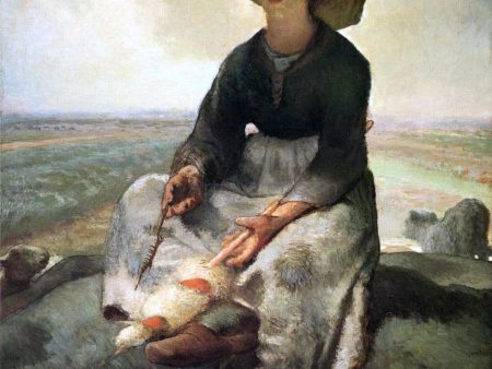 Young Shepherdess by Jean-Francois Millet - Hand-Painted Oil Painting on Canvas Online now