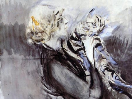 A Lady with a Cat by Giovanni Boldini - Hand-Painted Oil Painting on Canvas Sale