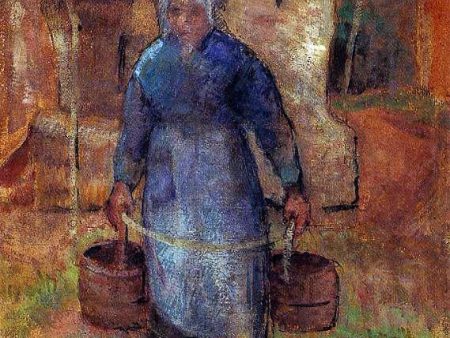 Woman with Buckets by Camille Pissarro - Hand-Painted Oil Painting on Canvas Online Hot Sale