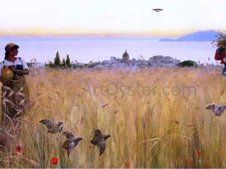 Women in the Wheat Fields, Anacapri by Charles Caryl Coleman - Hand-Painted Oil Painting on Canvas Online Sale