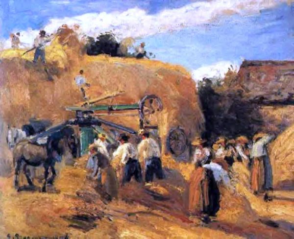 The Threshing Machine by Camille Pissarro - Hand-Painted Oil Painting on Canvas Cheap