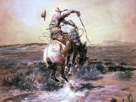 A Slick Rider by Charles Marion Russell - Hand-Painted Oil Painting on Canvas For Sale