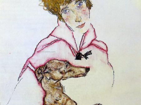 Woman with Greyhound (also known as Edith Schiele) by Egon Schiele - Hand-Painted Oil Painting on Canvas Hot on Sale