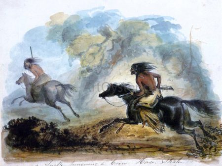 A Snake Pursuing a Crow Horse Stealer by Alfred Jacob Miller - Hand-Painted Oil Painting on Canvas Online