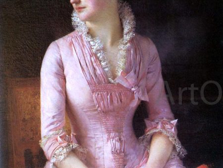 Portrait of Anne-Marie Dagnan by Gustave Etienne Courtois - Hand-Painted Oil Painting on Canvas For Sale