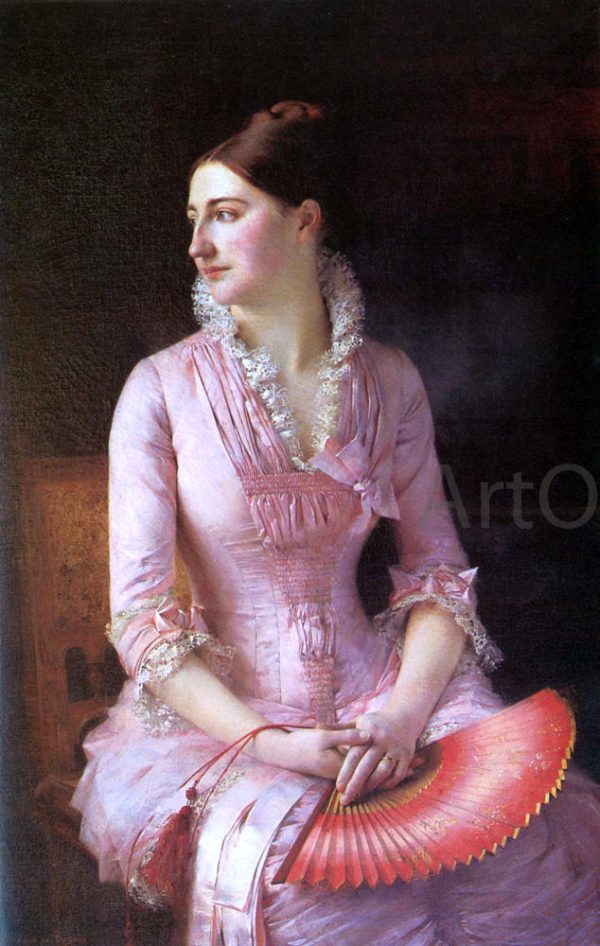 Portrait of Anne-Marie Dagnan by Gustave Etienne Courtois - Hand-Painted Oil Painting on Canvas For Sale