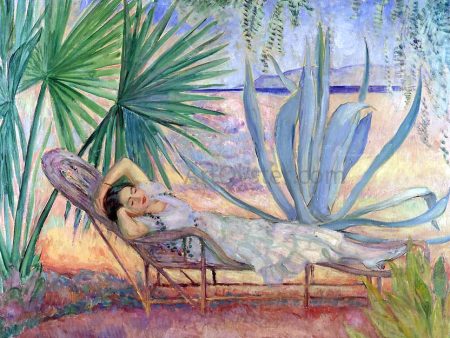 A Maiden Resting in the Garden by Henri Lebasque - Hand-Painted Oil Painting on Canvas on Sale