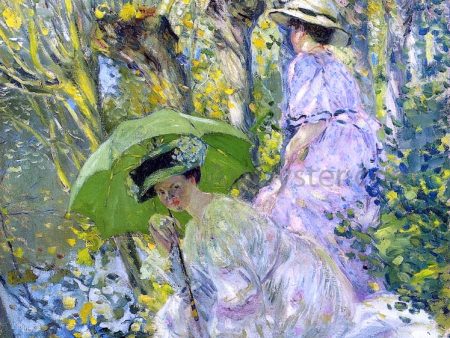 Two Young Women in a Garden by Frederick Carl Frieseke - Hand-Painted Oil Painting on Canvas Online Sale