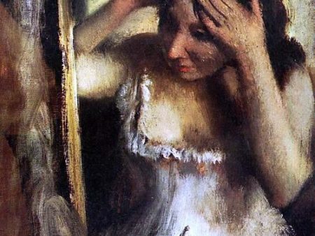 Woman Combing Her Hair before a Mirror by Edgar Degas - Hand-Painted Oil Painting on Canvas For Sale