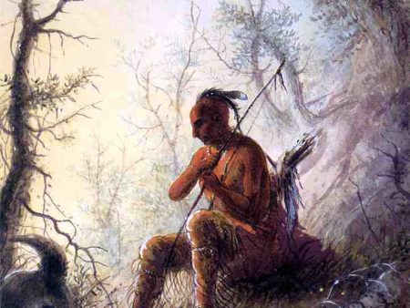 A Sioux Indian at a Grave by Alfred Jacob Miller - Hand-Painted Oil Painting on Canvas Discount