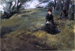 Young Woman in the Woods by Edwin Austin Abbey - Hand-Painted Oil Painting on Canvas Online