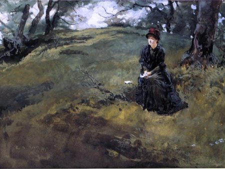 Young Woman in the Woods by Edwin Austin Abbey - Hand-Painted Oil Painting on Canvas Online