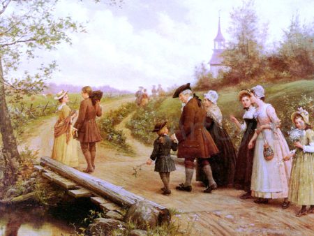 Sunday Morning by Jennie Augusta Brownscombe - Hand-Painted Oil Painting on Canvas For Cheap