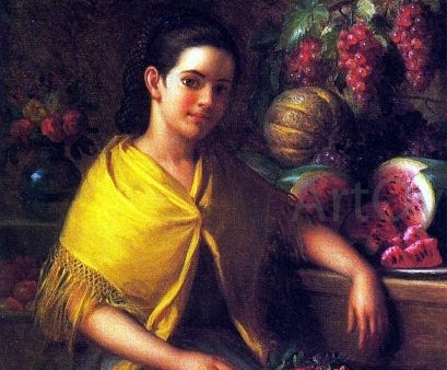 Young Girl with Fruit and Flowers by George Henry Hall - Hand-Painted Oil Painting on Canvas Online now