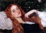 In the Grass (second version) by Arthur Hughes - Hand-Painted Oil Painting on Canvas For Discount