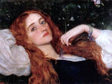 In the Grass (second version) by Arthur Hughes - Hand-Painted Oil Painting on Canvas For Discount