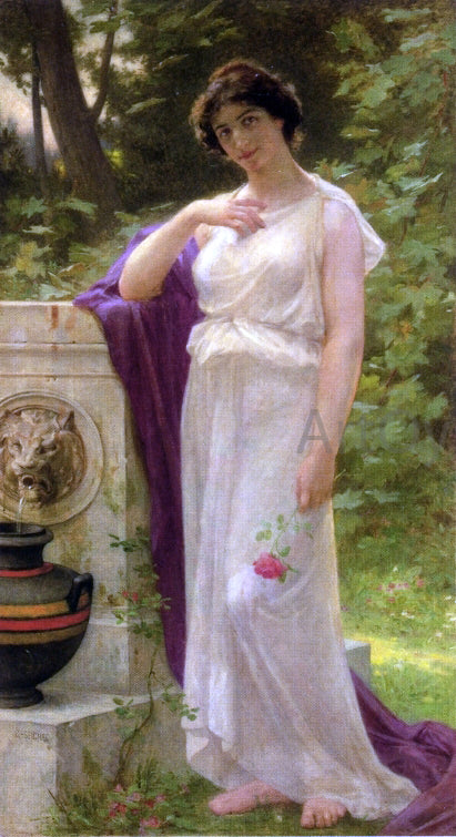 Young Woman with a Rose by Guillaume Seignac - Hand-Painted Oil Painting on Canvas Supply