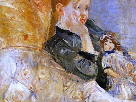 A Little Girl with a Doll by Berthe Morisot - Hand-Painted Oil Painting on Canvas For Discount