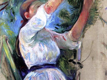 Young Girl Picking Cherries by Berthe Morisot - Hand-Painted Oil Painting on Canvas on Sale