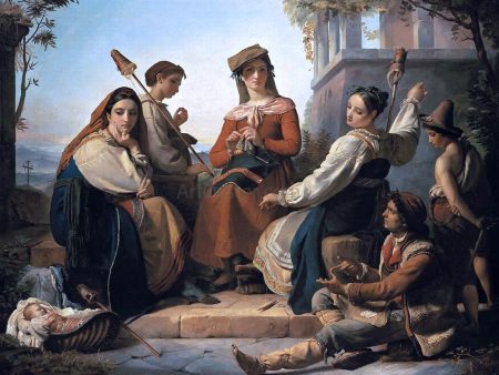 Women Spinning in Fondi by Francois-Joseph Navez - Hand-Painted Oil Painting on Canvas Online