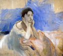 Young Woman Leaning on Her Elbows by Berthe Morisot - Hand-Painted Oil Painting on Canvas For Sale