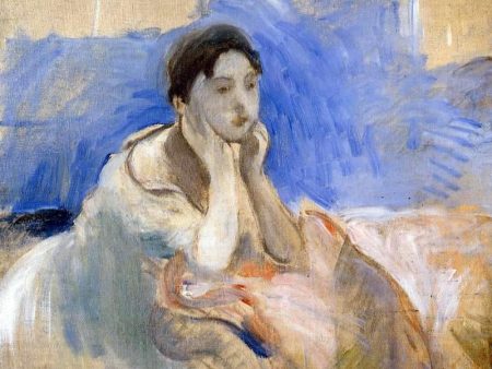 Young Woman Leaning on Her Elbows by Berthe Morisot - Hand-Painted Oil Painting on Canvas For Sale