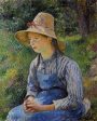 Young Peasant Girl Wearing a Hat by Camille Pissarro - Hand-Painted Oil Painting on Canvas Supply