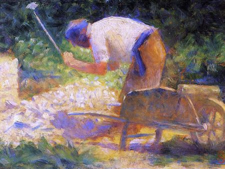 A Stone Breaker and Wheelbarrow, Le Raincy by Georges Seurat - Hand-Painted Oil Painting on Canvas For Sale