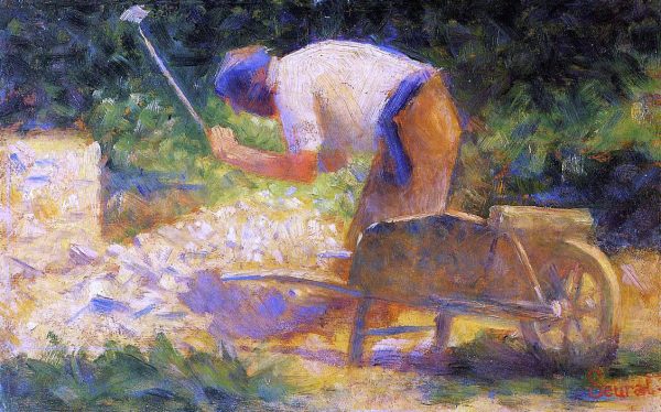 A Stone Breaker and Wheelbarrow, Le Raincy by Georges Seurat - Hand-Painted Oil Painting on Canvas For Sale