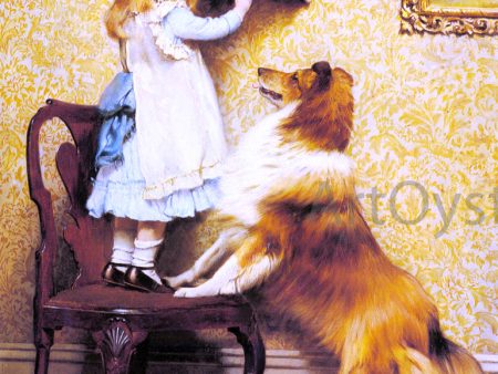 A Little Girl and her Sheltie by Charles Burton Barber - Hand-Painted Oil Painting on Canvas Fashion