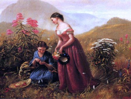 Gathering Wildflowers by Jerome B. Thompson - Hand-Painted Oil Painting on Canvas Online