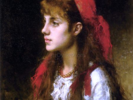 A Russian Beauty by Alexei Alexeievich Harlamoff - Hand-Painted Oil Painting on Canvas on Sale