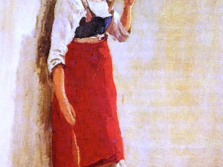 Young Italian Woman from Papigno with Her Spindle by Jean-Baptiste-Camille Corot - Hand-Painted Oil Painting on Canvas Online Hot Sale