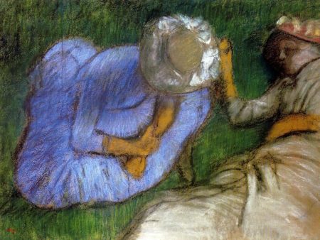 Young Women Resting in a Field by Edgar Degas - Hand-Painted Oil Painting on Canvas Fashion