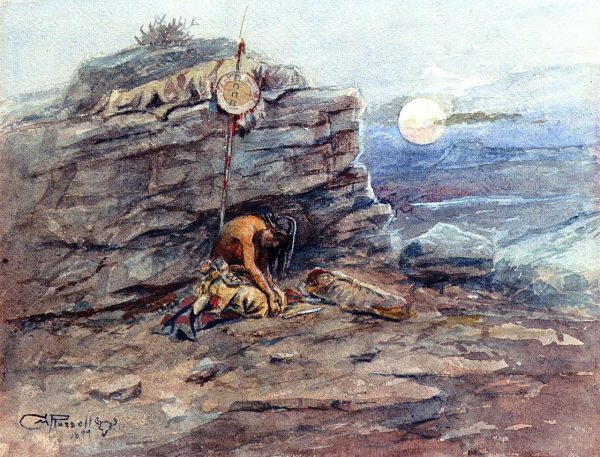 Mourning Her Warrior Dead by Charles Marion Russell - Hand-Painted Oil Painting on Canvas Sale