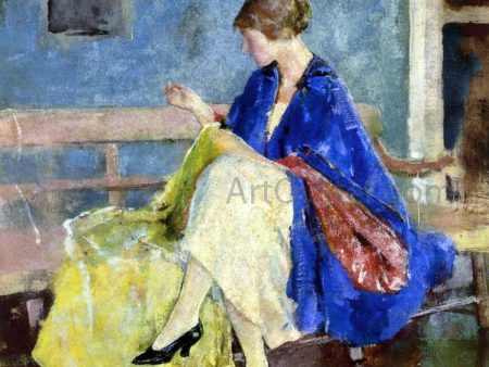 A Blue Kimono by Charles Webster Hawthorne - Hand-Painted Oil Painting on Canvas Discount