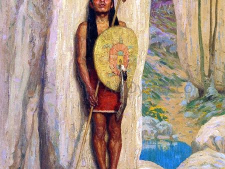 A Sentinel by E Irving Couse - Hand-Painted Oil Painting on Canvas For Discount